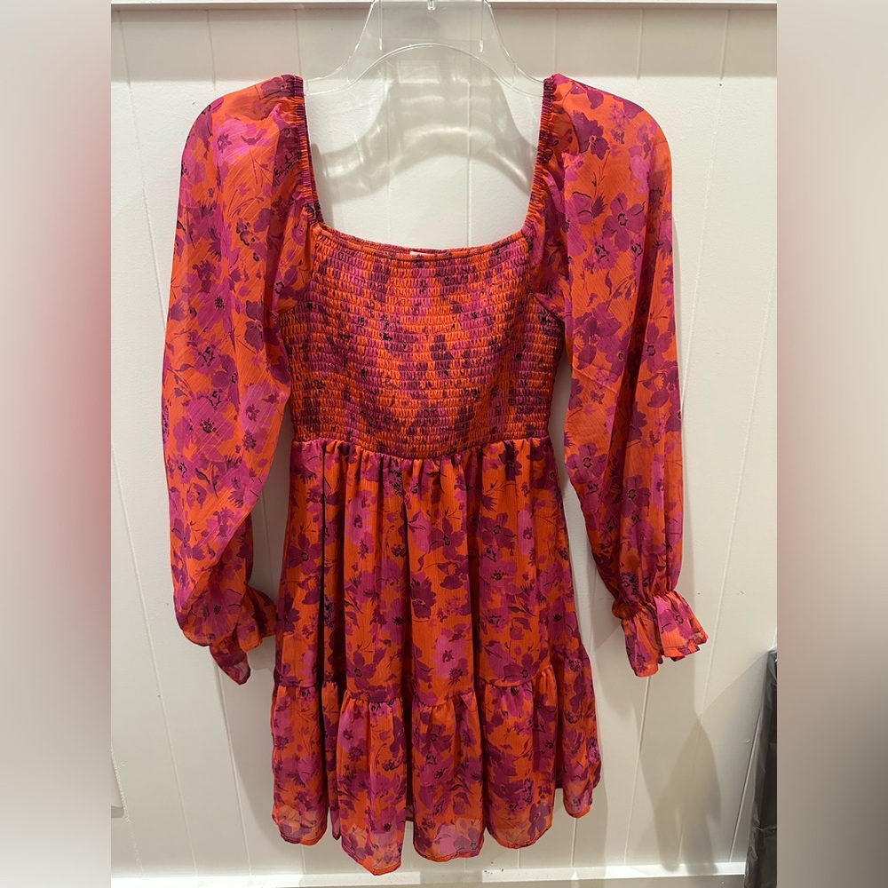 Pink Lily Floral Smocked Women's Dress. Size XS